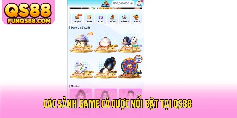 Các sảnh game cá cược nổi bật tại QS88